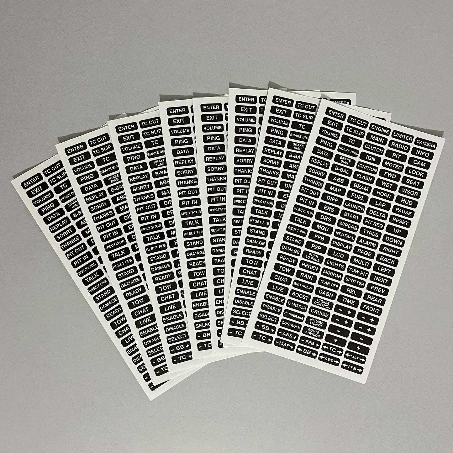 Adesivi per pulsantiere Sim Racing